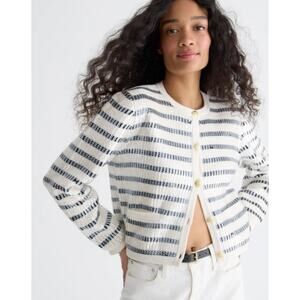 J. CREW Emilie Sweater Lady Jacket In Sequin Stripe Size Medium